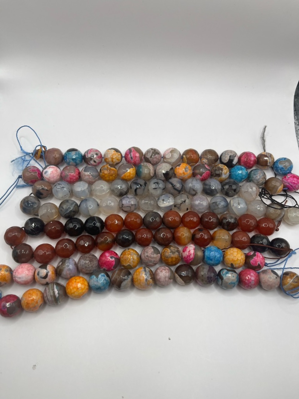 Multicolor 13mm Agate Bead Necklace 4 strands total